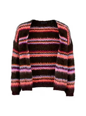 Black Colour DK Brown Striped Cardigan