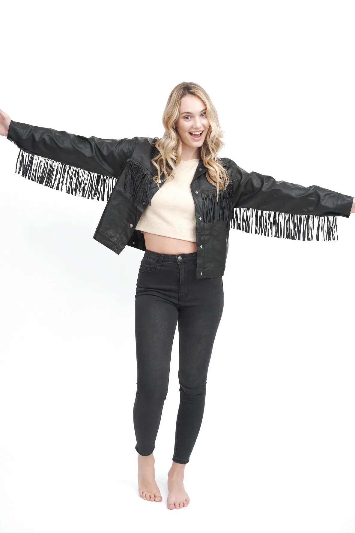 Black Fringe Moto Jacket