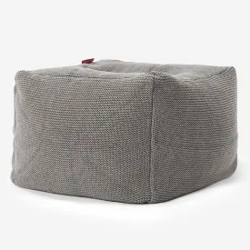 Chunky Knit Footstool Pouffe - Ellos Knitted Graphite Grey