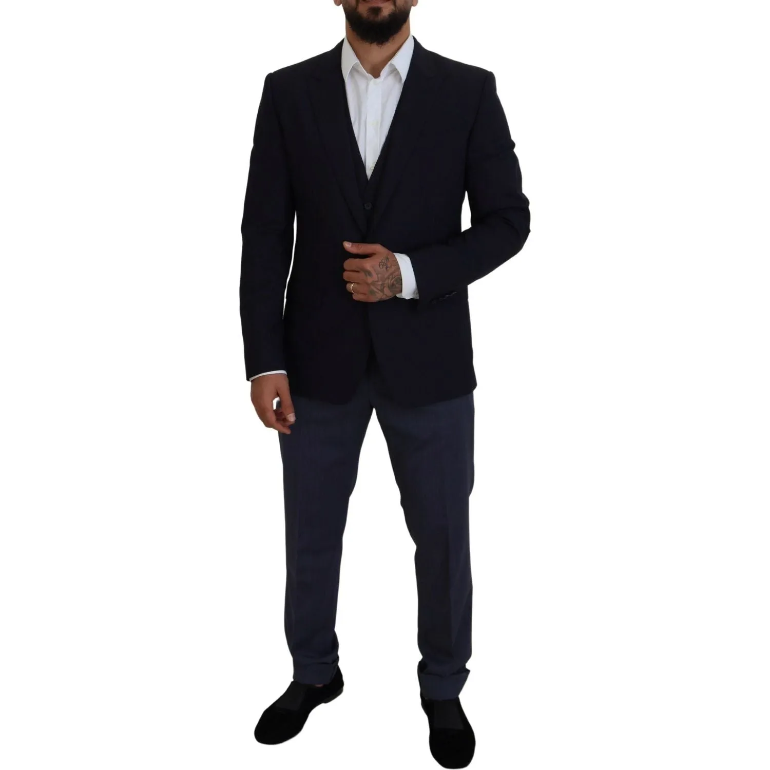 Dolce & Gabbana Elegant Navy Wool Blend Martini Blazer