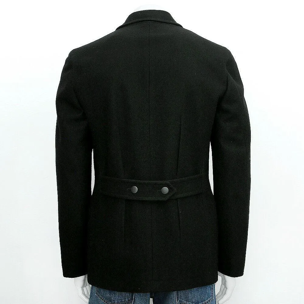 Double Breasted Black Wool Pea Coat