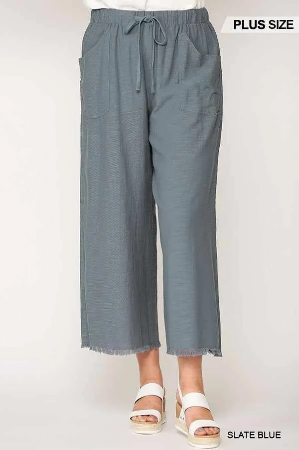 Frayed Wide Leg Pants With Pockets