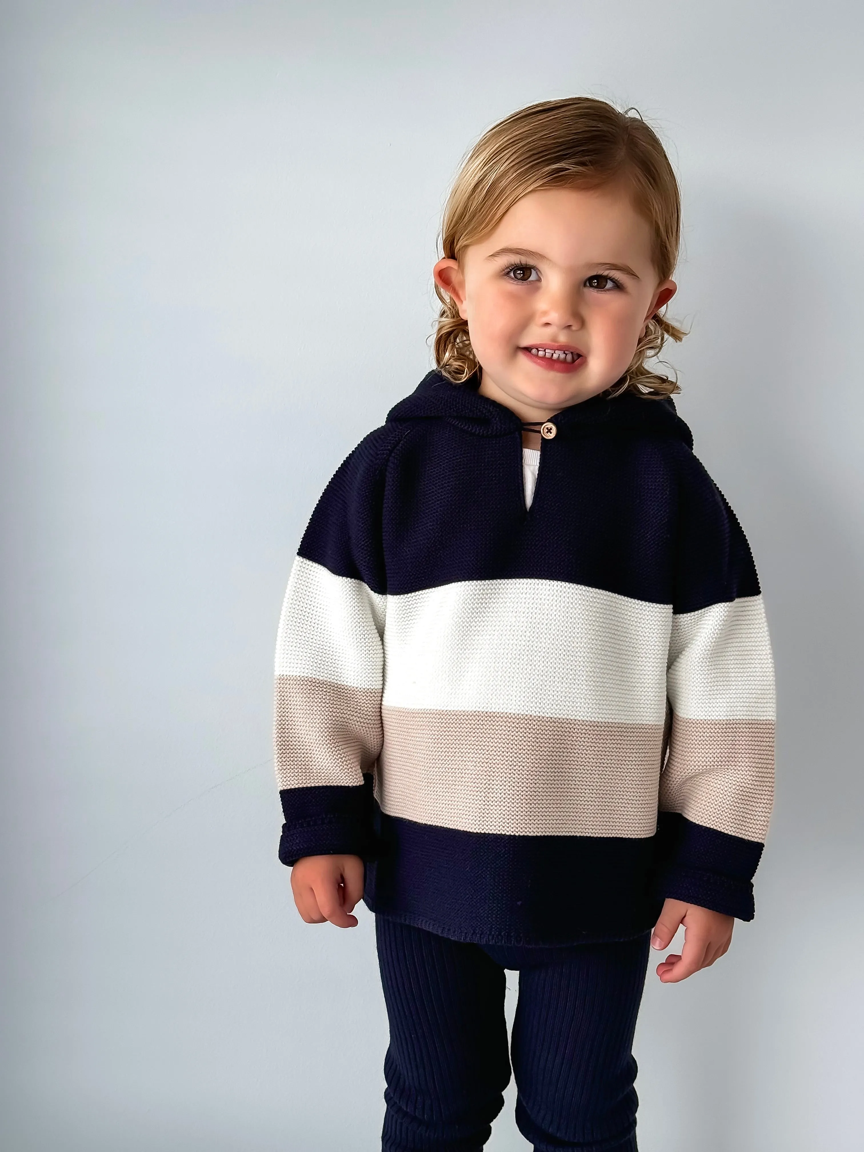 Granlei Navy & Beige Hoodie & Trouser Set