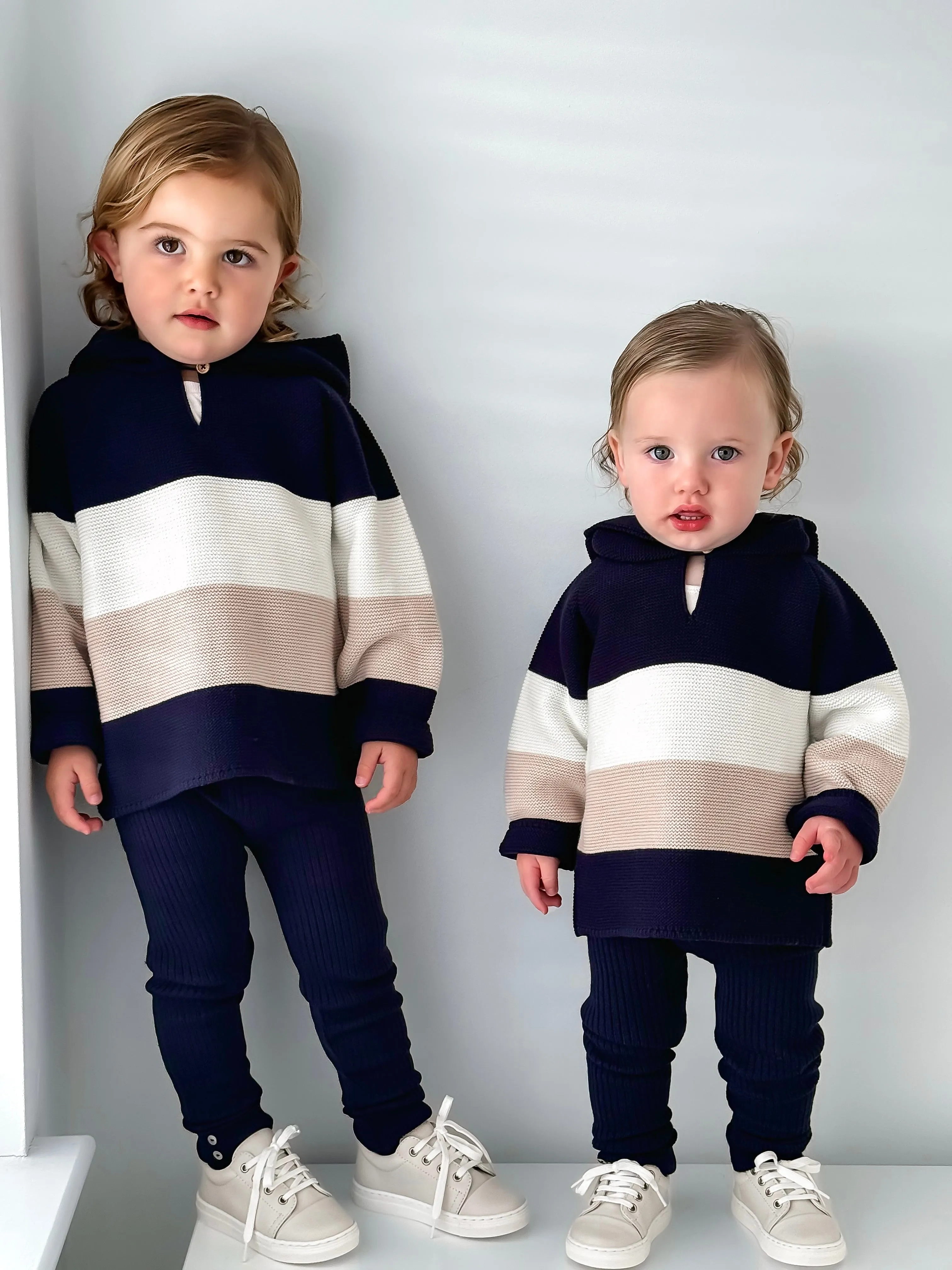 Granlei Navy & Beige Hoodie & Trouser Set