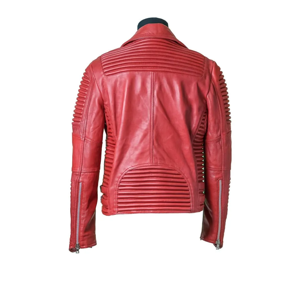 Leather Moto Jacket ( Red )