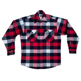 Mens Flannel Button Shirt - Red, White, & Black Buffalo