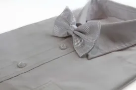 Mens White Disco Shine Checkered Patterned Bow Tie