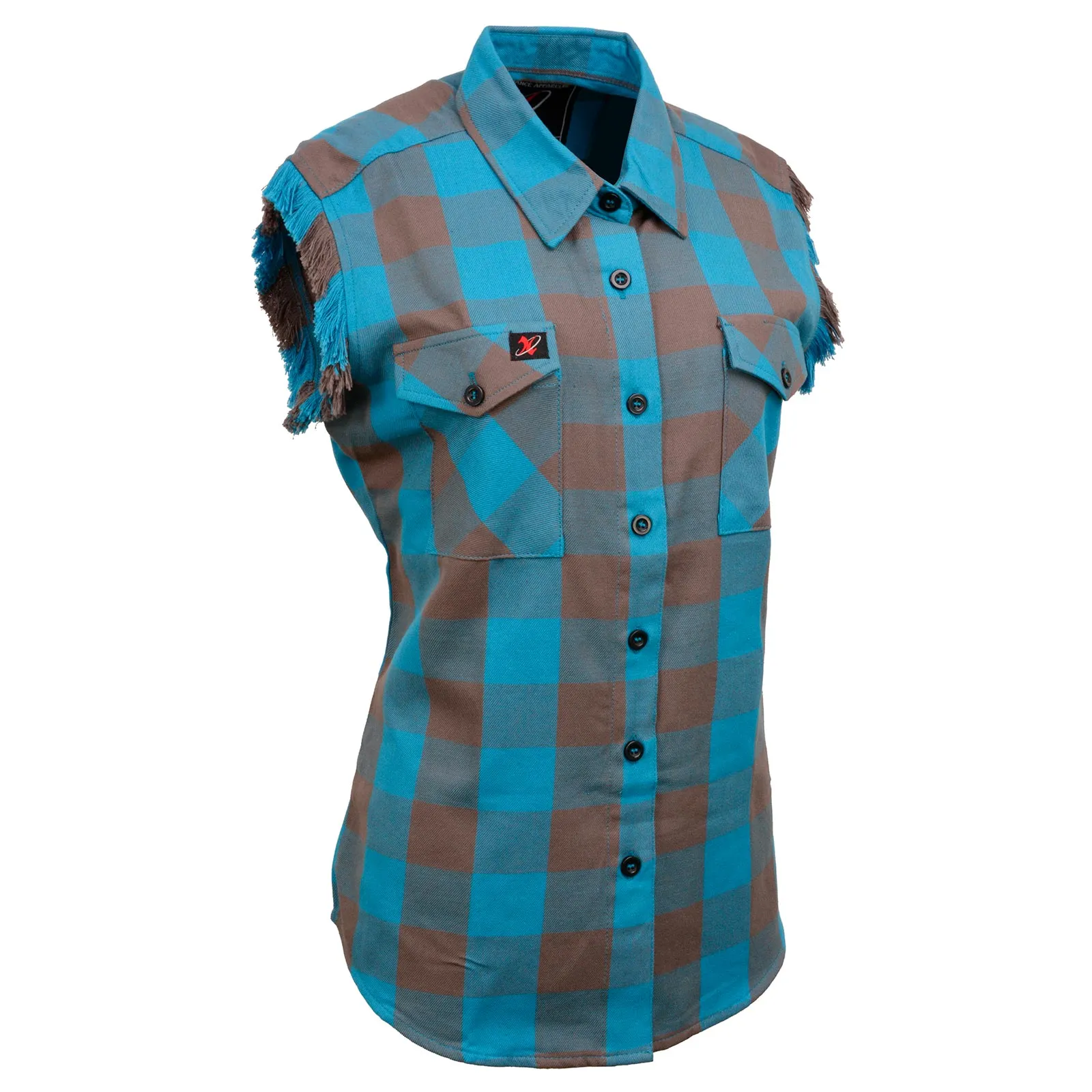 Milwaukee Leather MNG21623 Women's Flannel Brown/Aqua Button Down