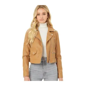 Moto Faux Leather Jacket Camel