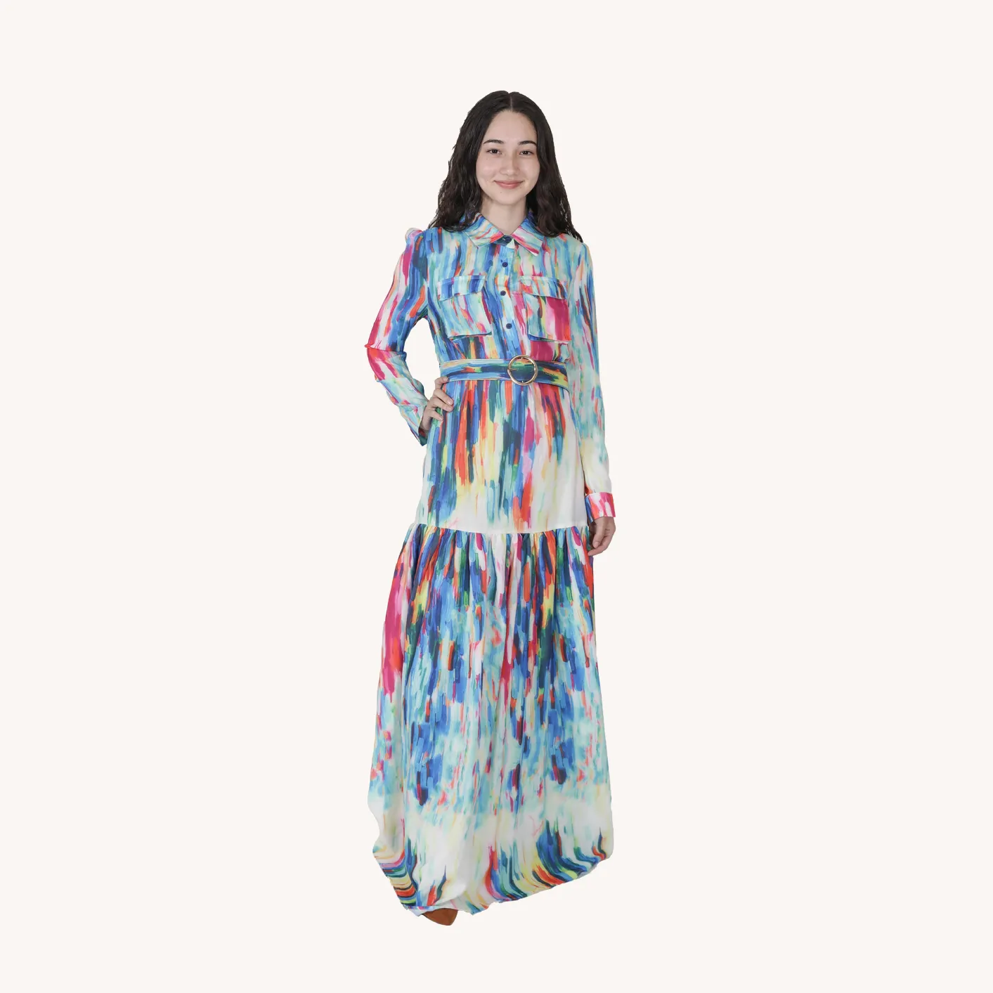 Multi-Color Drop Waist Dress