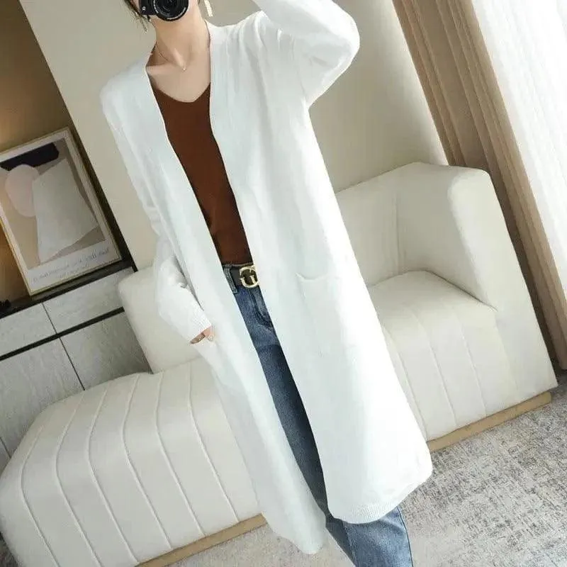 No Buckle Lazy Wind Fashion Long Cardigan Knitted Coat Women