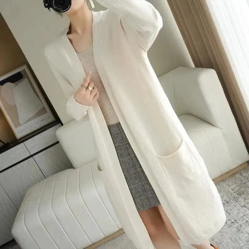 No Buckle Lazy Wind Fashion Long Cardigan Knitted Coat Women