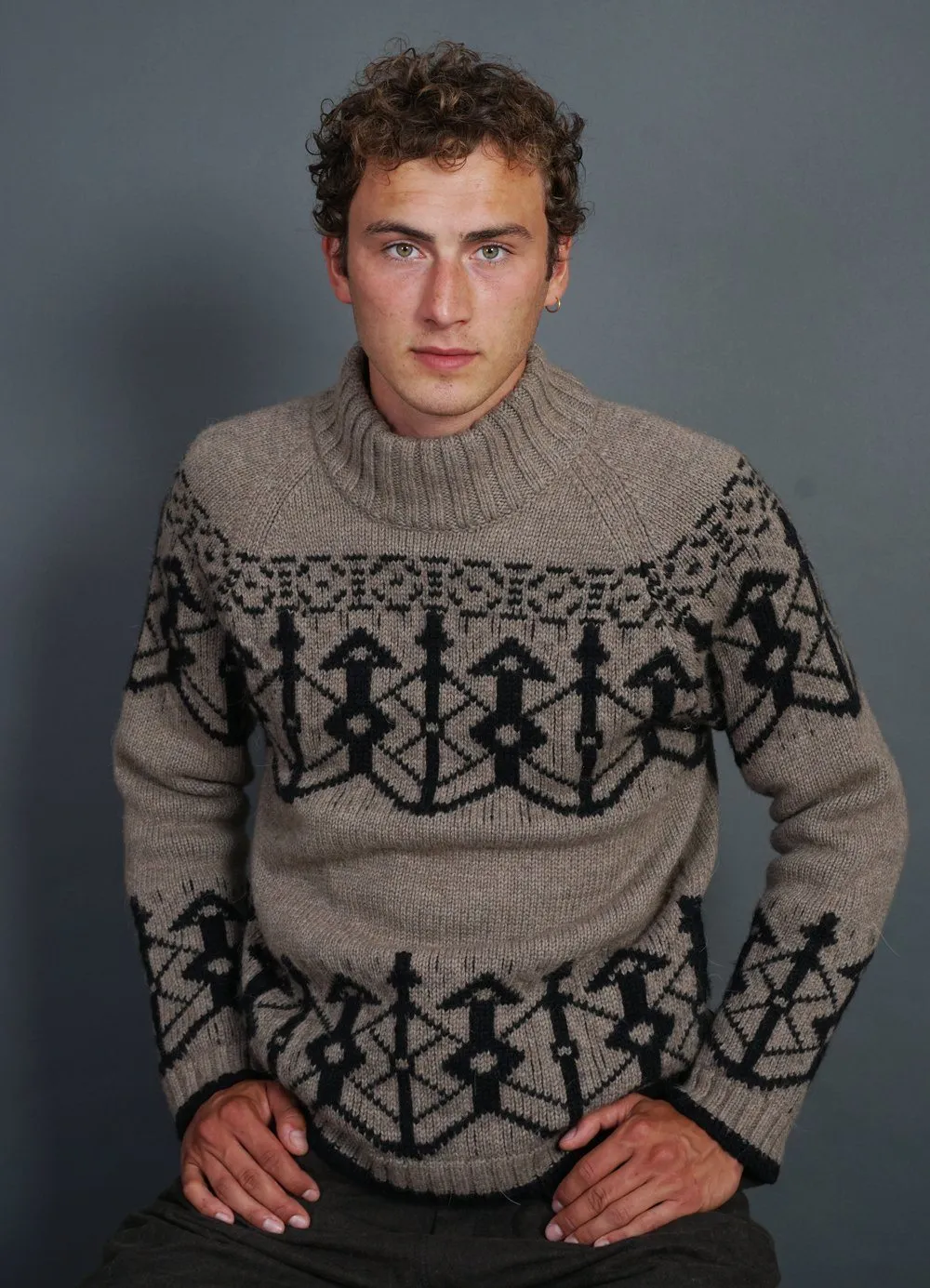 NORMANN | Pattern Knit Sweater | Stone/Coal