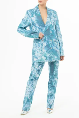 Oversized blazer in ocean printed fabric