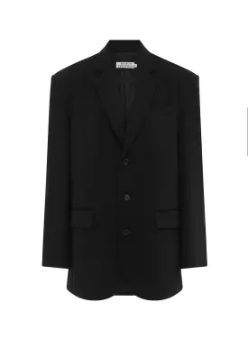 OVERSIZED THREE BUTTON BLAZER - BLACK