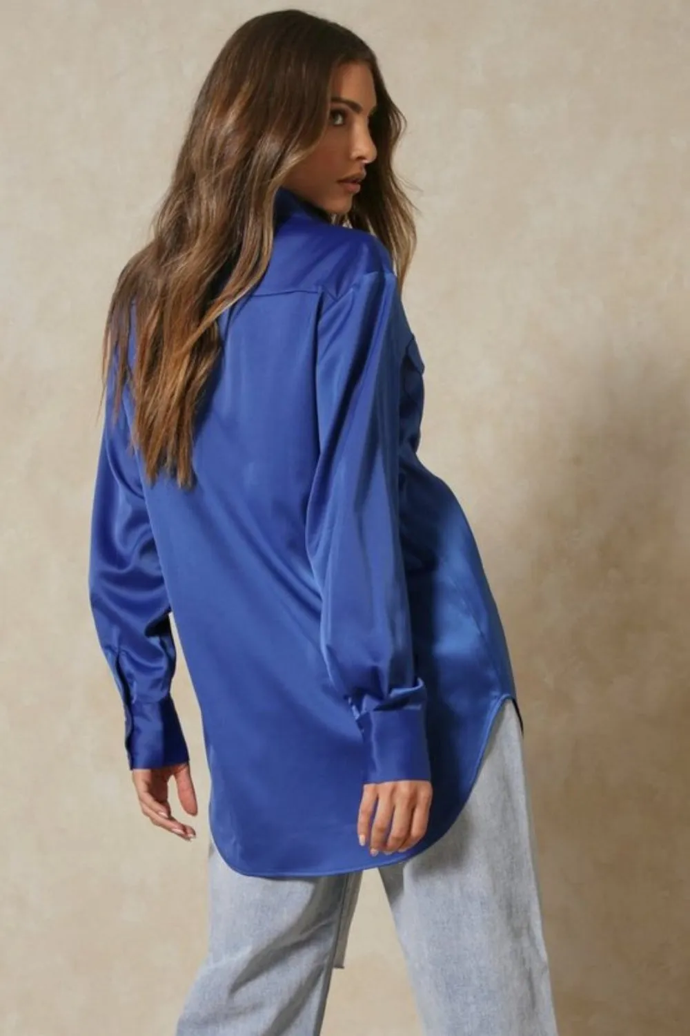 Satin Double Pocket Oversized Shirt