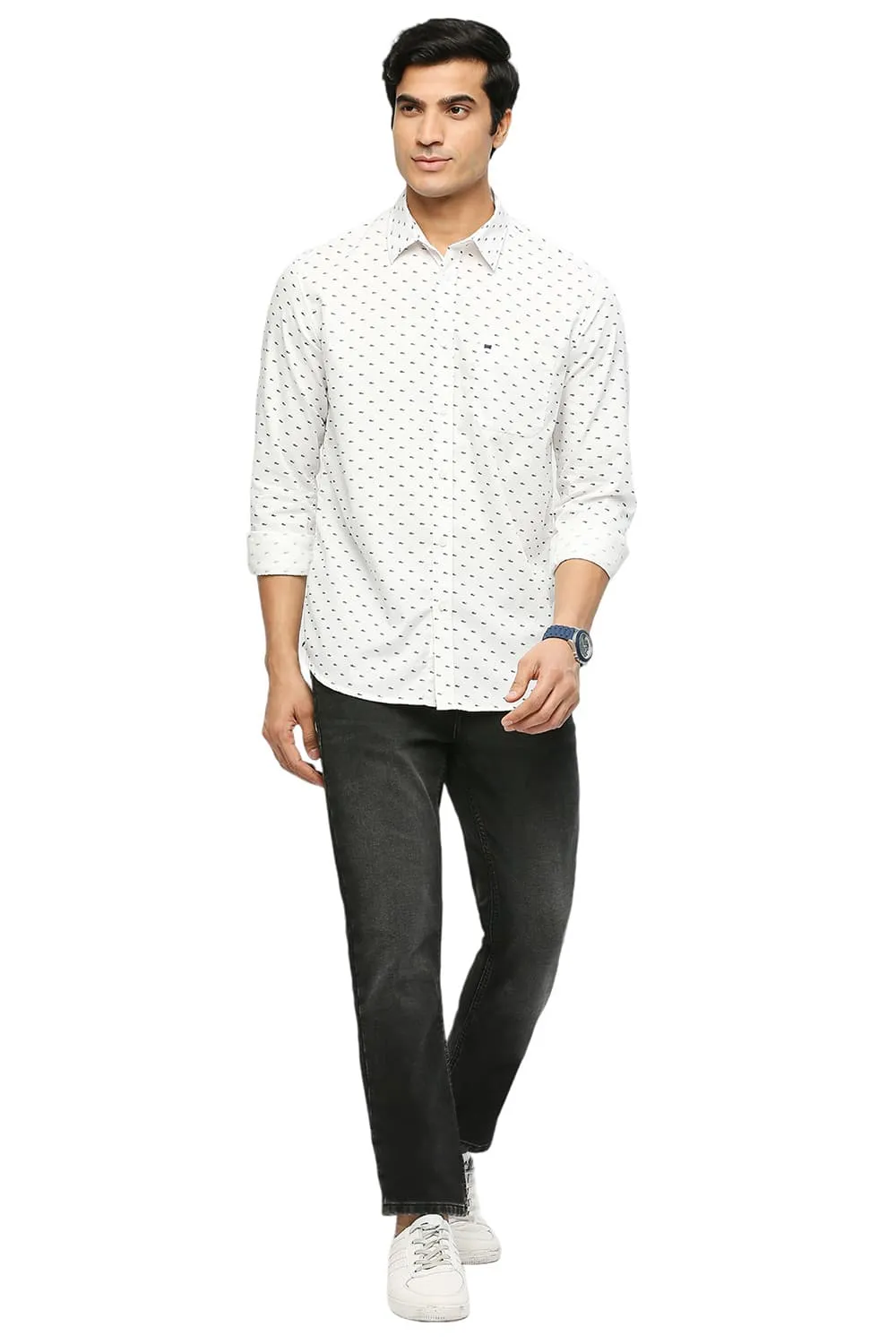 Slim Fit Cotton Polyester Twill Printed Shirt