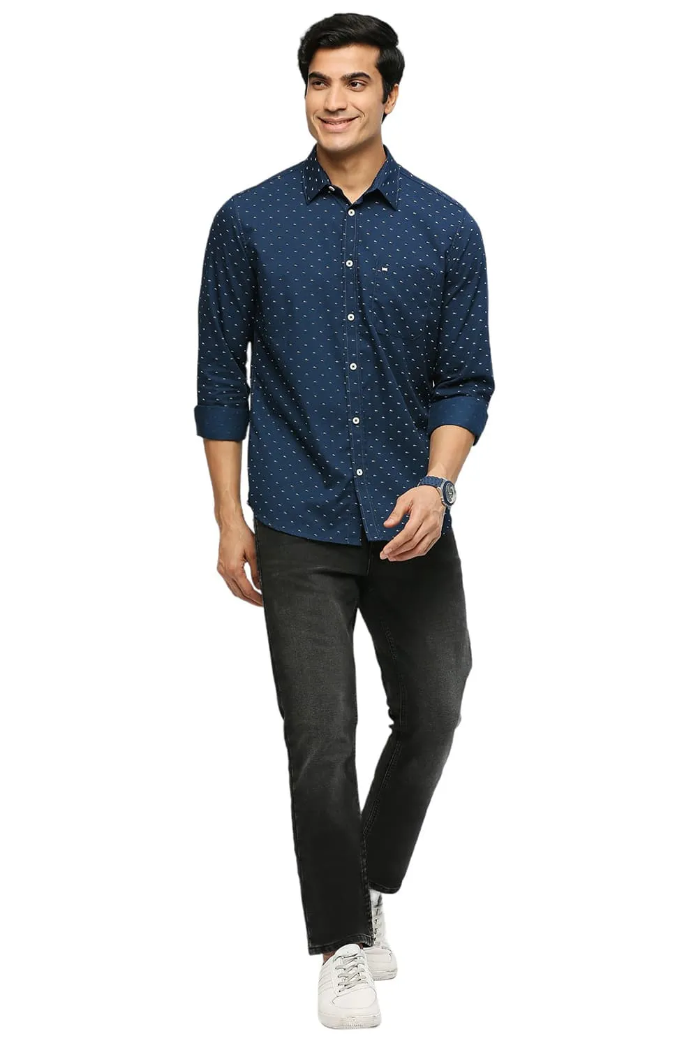 Slim Fit Cotton Polyester Twill Printed Shirt