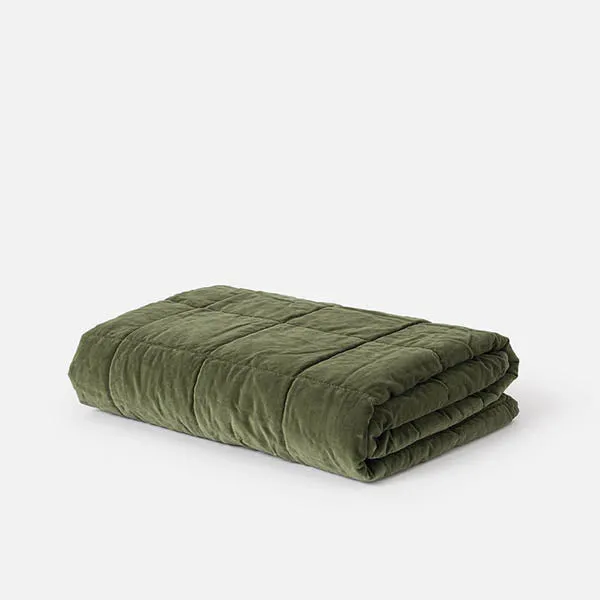 Velvet Quilted Throw (Pea) - 140 x 180cm