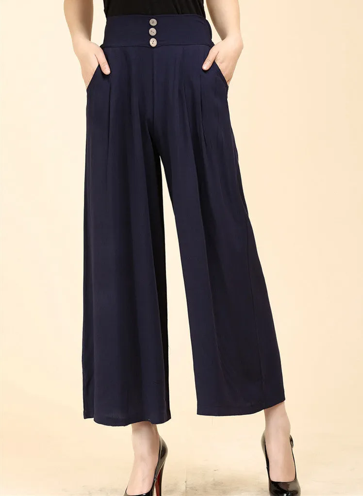 Women's Elastic Waist Wide Leg Pants