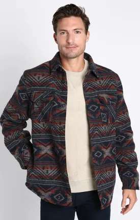 Wool Blend Patterned Shirt Jacket